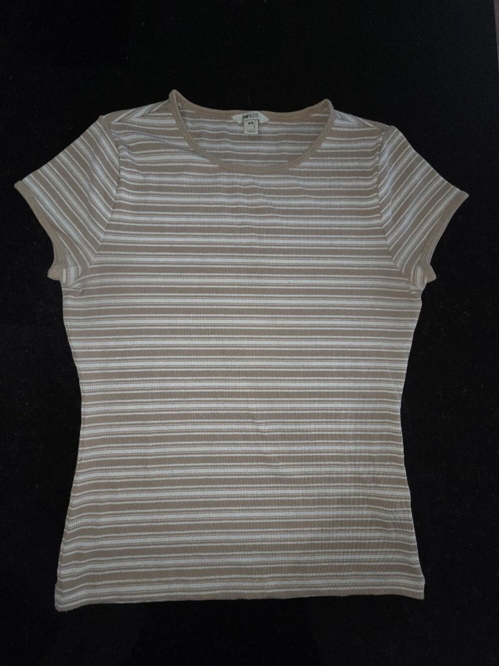 R&W Striped, Fitted, Cap-Sleeve Shirt: Medium